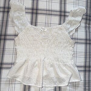 White Ruffle Sleeve Blouse